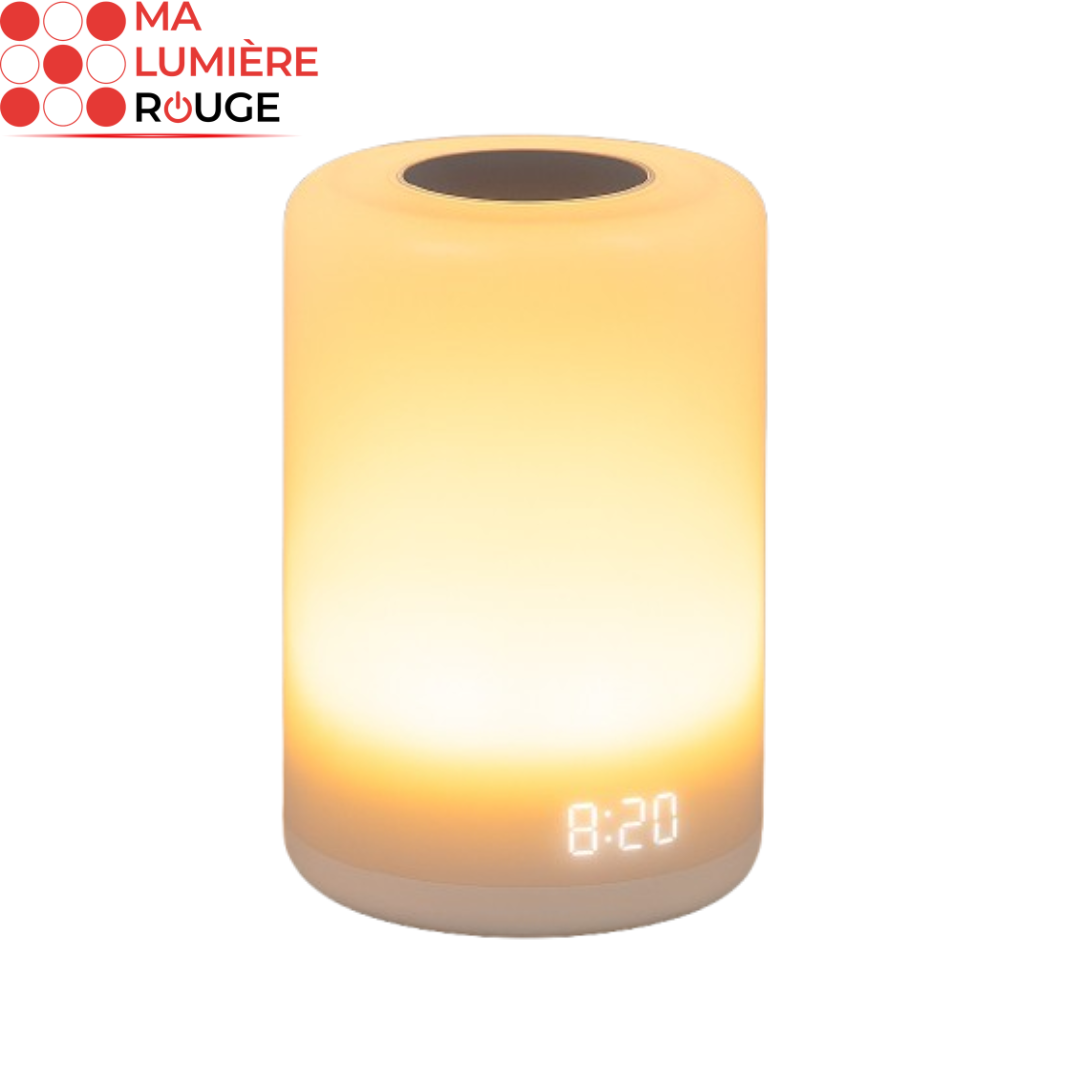Réveil Veilleuse LED avec Simulateur d’Aube: Luminothérapie - Ma Lumière Rouge®