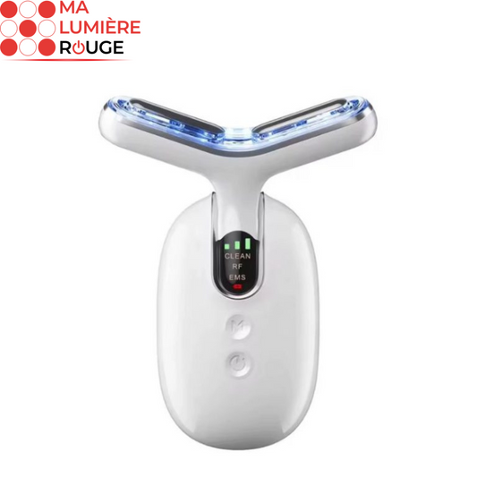 Appareil de luminothérapie menton et cou: Radiofréquence & EMS - Ma Lumière Rouge®