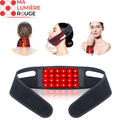 Bandeau LED Cou et Menton à Lumière rouge 660nm: Raffermissant et Anti-Douleur - Ma Lumière Rouge®