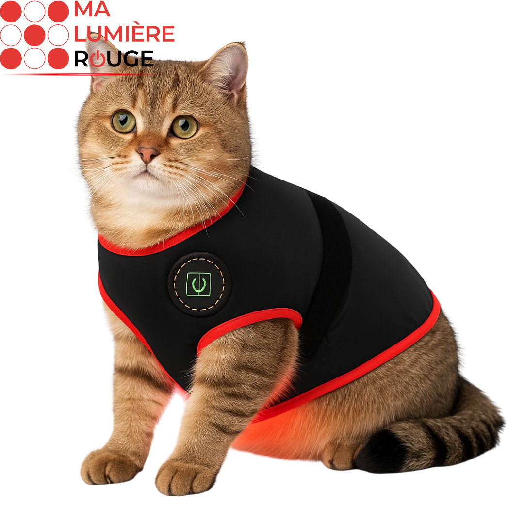 Gilet Thérapeutique Infrarouge pour Chats: Bien-être, Circulation et Récupération Musculaire - Ma Lumière Rouge®